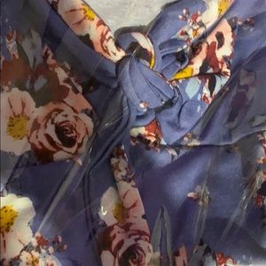 Vine & Love French Blue Floral Tie Front Top